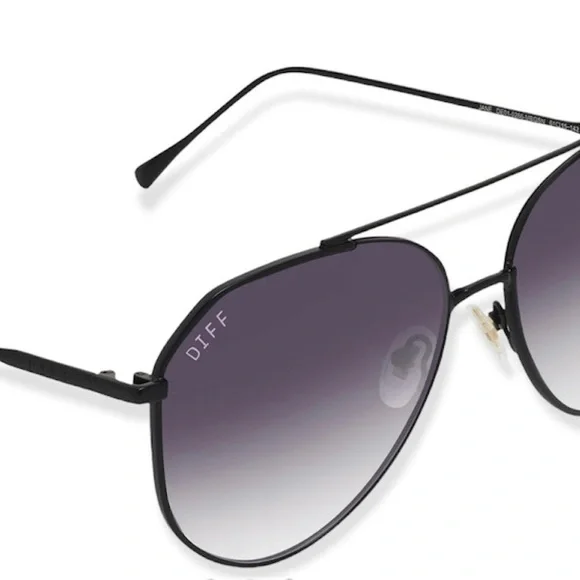 DIFF Jane Sunglasses Aviators Matte Black Frame Grey Gradient Lenses - Picture 5 of 10